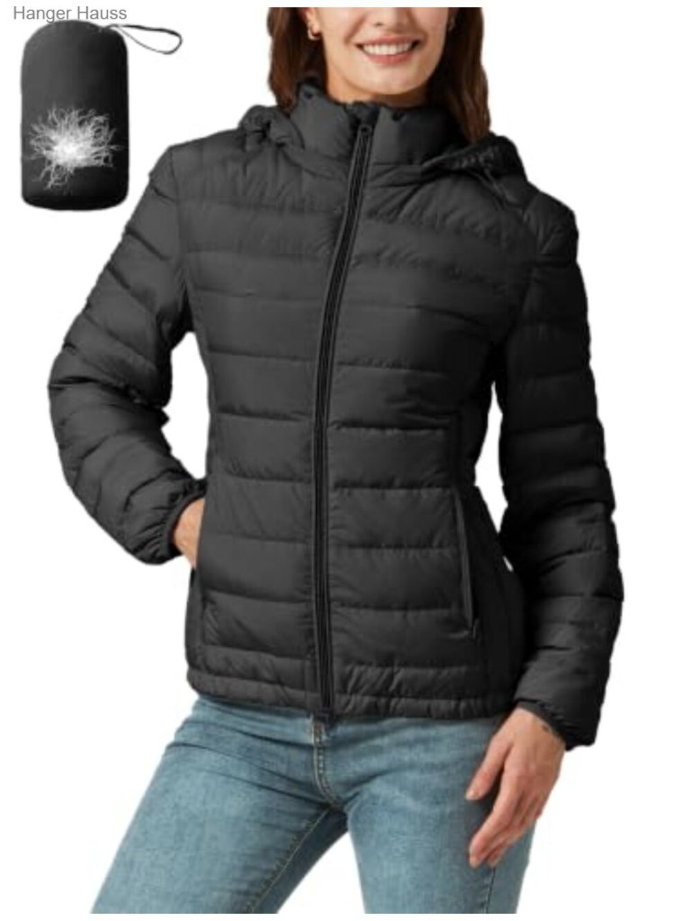 Packable Down Jacket Women Quilted Puffer Coat Hooded Lightweight 700FP
